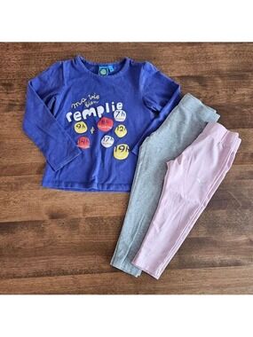 5/$25 2T Girls Long Sleeve Top + Monkey Bars & Puma Leggings Set